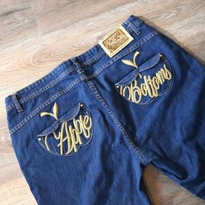 Apple Bottoms Blue Jeans with Gold Embroidery